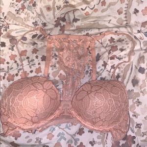 front clasp soft pink lace bra